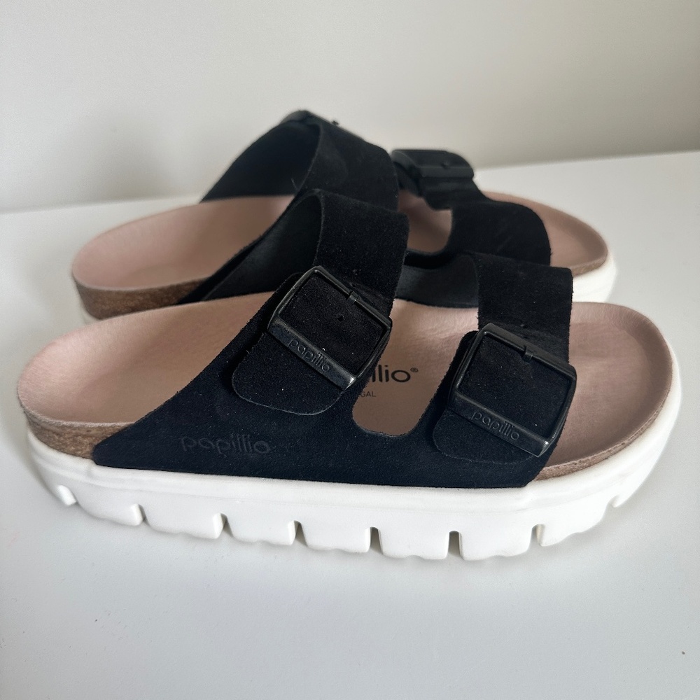 Birkenstock Papillio Arizona Chunky Black Suede Size 37